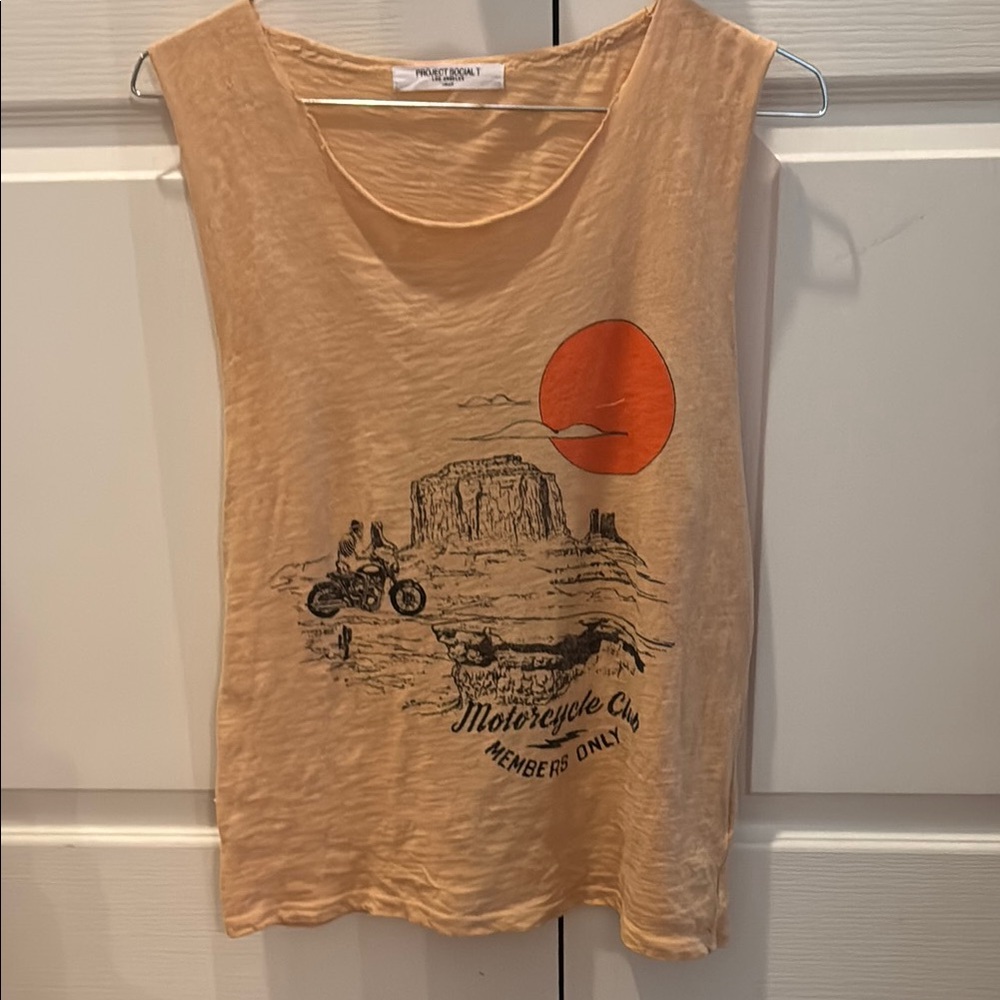 Project Social T Motorcycle Club Graphic Tank Top - Orange